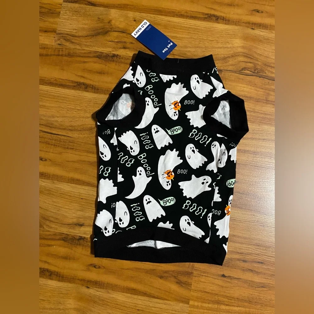 Old Navy Halloween Print Jersey Knit T-Shirt for Pets Dogs Ghost Boo Size Medium
